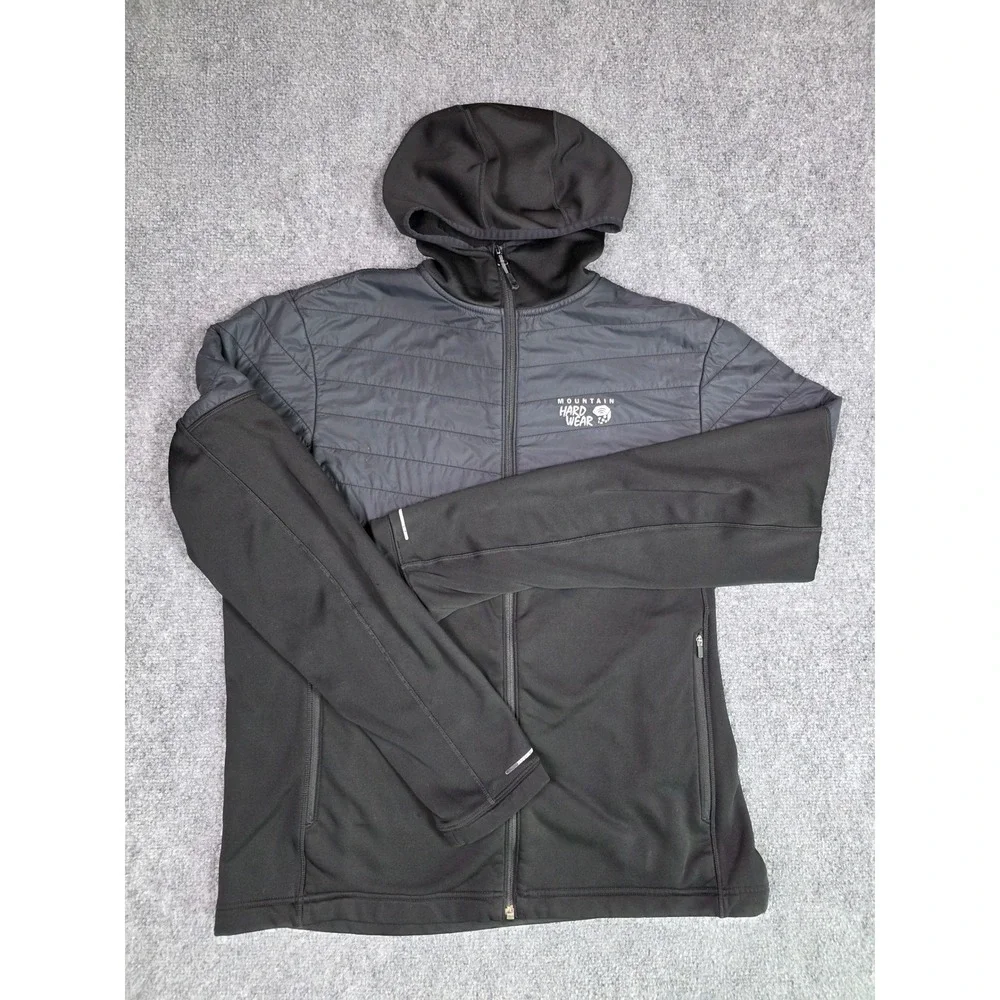 Mountain Hardwear Hybrid Jacket Mens L Black Insulated Softshell Hooded